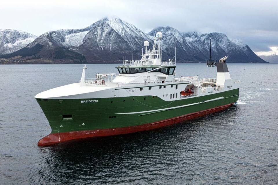 Nergård Havfiskes nyeste tråler, MS «Breidtind», er overlevert fra Vard Brattvaag. Foto: VARD/Fuglefjellet Nergård Havfiskes nyeste tråler, MS «Breidtind», er overlevert fra Vard Brattvaag. Foto: VARD/Fuglefjellet