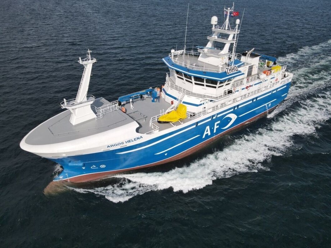 «Argos Helena» er det sjette fartøyet Tersan Shipyard leverer til Ervik Havfiske. Foto: Tersan Shipyard. «Argos Helena» er det sjette fartøyet Tersan Shipyard leverer til Ervik Havfiske. Foto: Tersan Shipyard.