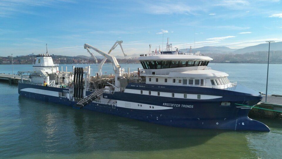 Brønnbåten «Kristoffer Tronds» er overlevert fra Astilleros de Murueta til Alsaker Fjordbruk. Foto: Astilleros de Murueta Brønnbåten «Kristoffer Tronds» er overlevert fra Astilleros de Murueta til Alsaker Fjordbruk. Foto: Astilleros de Murueta