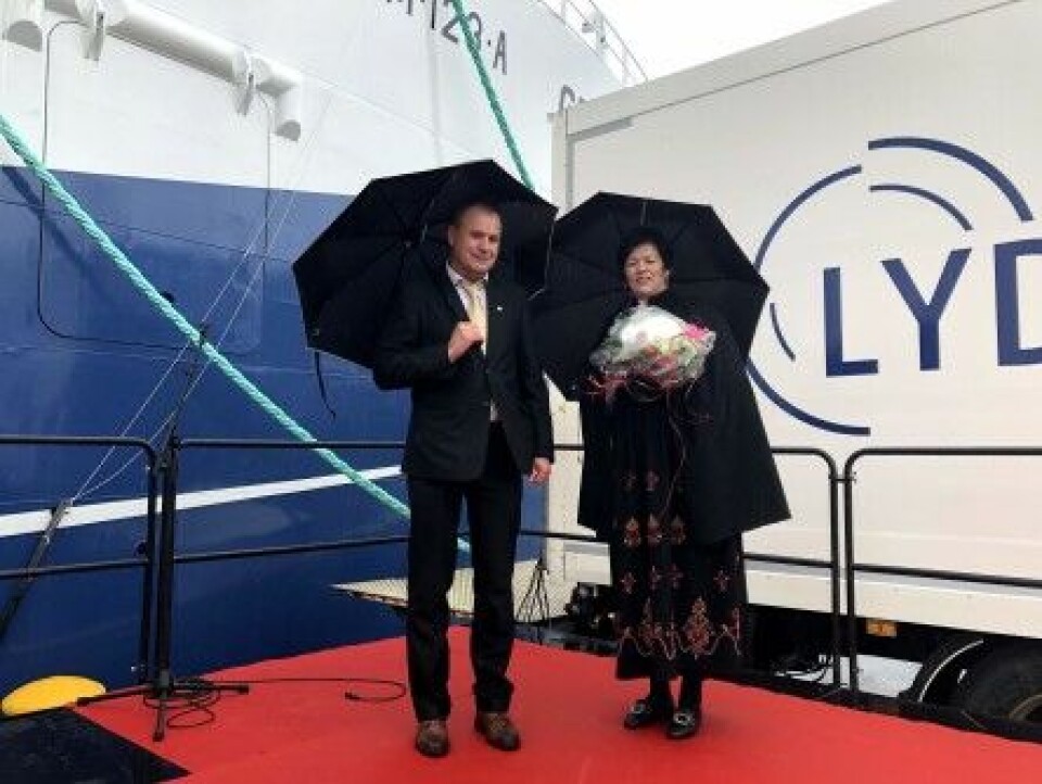 Verftsdirektør Gunnar Arnold Nordbø og Gudmor Ellen Holmeset under dåpen. Foto: Håvard Røsvik/Vaagland Båtbyggeri
Interiøret er levert av Norwegian Marine Interior. Foto: Håvard Røsvik/Vaagland Båtbyggeri
