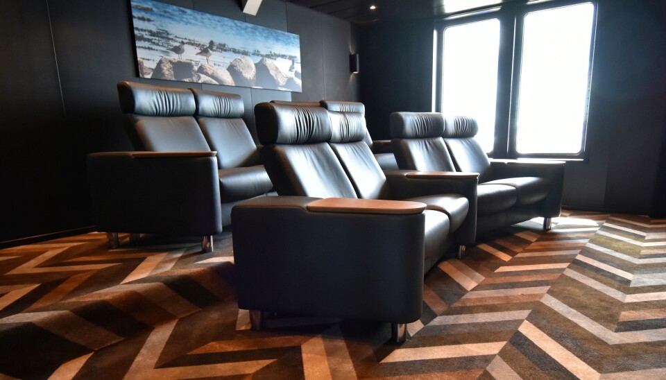 En egen kino har man gjort plass til på det nye fartøyet. En egen kino har man gjort plass til på det nye fartøyet.